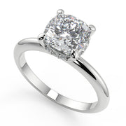 Teagan 4 Prong Crown Solitaire Cushion Cut Engagement Ring - Nivetta